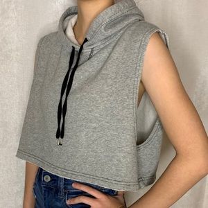 Urban Outfitters Grey Cropped Muscle Hoodie Small